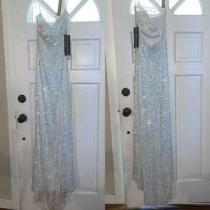 Primavera Couture Iridescent Sequin Bodycon Backless Corset Prom Dress Size 6